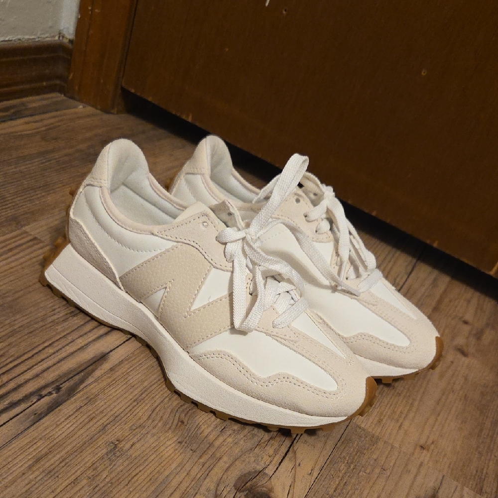 New Balance Women's Cream and Tan Sneakers
